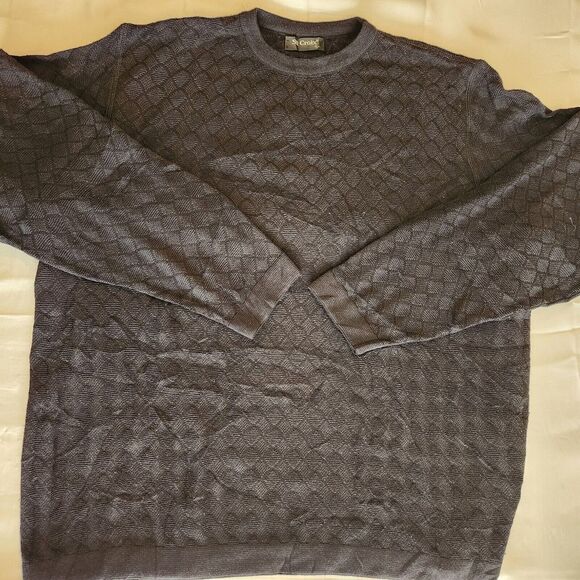 Vintage St Croix Sweater Men's L Wool Bamboo Blend‎ Geometric Jacquard Grandpa - Picture 1 of 7